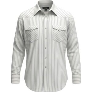 Wrangler Vintage Western Pearl Snap Striped Shirt Mens 18 x 35 Long Tails USA